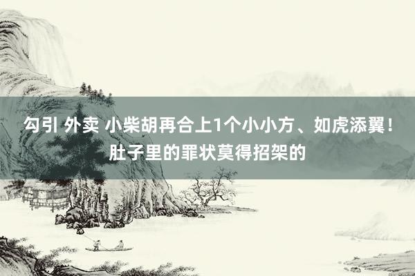 勾引 外卖 小柴胡再合上1个小小方、如虎添翼！肚子里的罪状莫得招架的