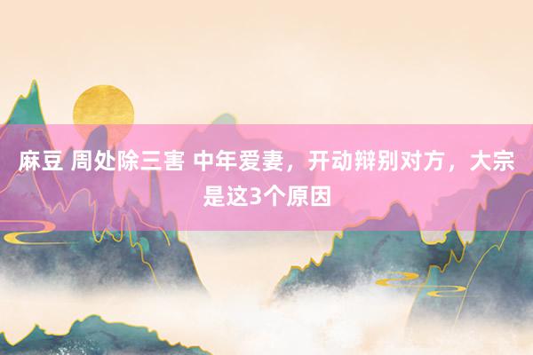 麻豆 周处除三害 中年爱妻，开动辩别对方，大宗是这3个原因