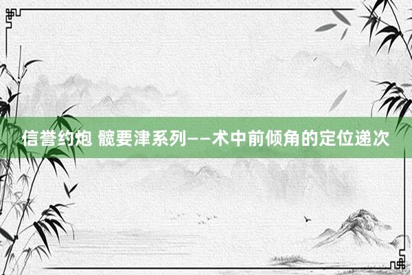 信誉约炮 髋要津系列——术中前倾角的定位递次
