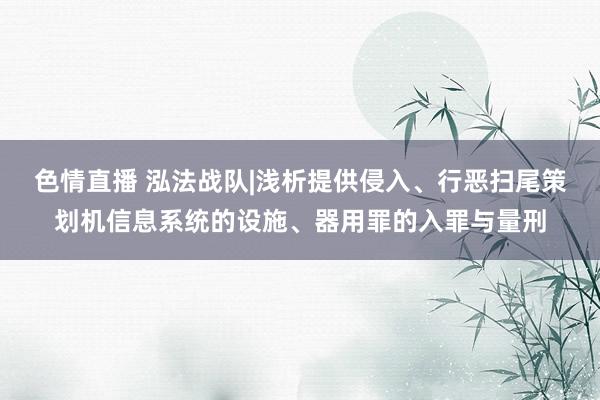 色情直播 泓法战队|浅析提供侵入、行恶扫尾策划机信息系统的设施、器用罪的入罪与量刑