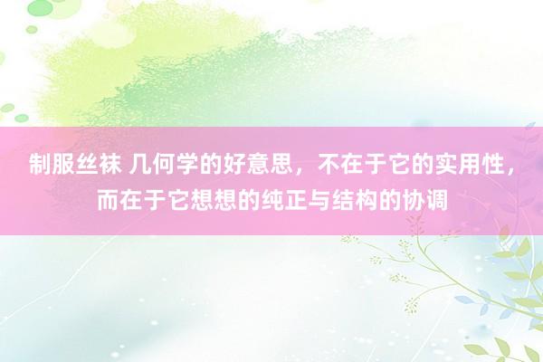 制服丝袜 几何学的好意思，不在于它的实用性，而在于它想想的纯正与结构的协调