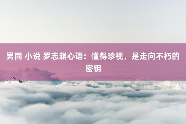 男同 小说 罗志渊心语：懂得珍视，是走向不朽的密钥